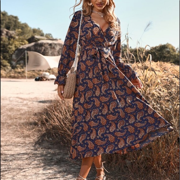 Bishop & Young - Boho Belted Maxi Dress Azul Paisley Print main image 1